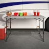 Cosco 14400GRY1E 4 ft. Gray Fold-in-Half Portable Plastic Indoor/Outdoor Utility Table Cosco 14400GRY1E 4 ft. Gray Fold-in-Half Portable Plastic Indoor Outdoor Utility Table