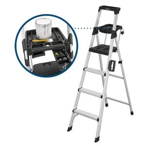 Cosco 2061AABLKE 6 ft. Premium Aluminum Step Ladder (10 ft. 3 in. Reach) 300 lbs. Load Capacity Type IA Duty Rating