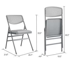 Cosco 60865GRY4E Gray Fabric Padded Seat Folding Chair (Set of 4)