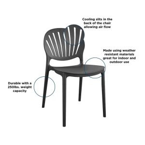 Cosco 87531BLK2E Black Stackable Plastic Outdoor Lounge Chair (2-Pack)