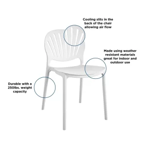 Cosco 87531WHT2E White Stackable Plastic Outdoor Lounge Chair (2-Pack)