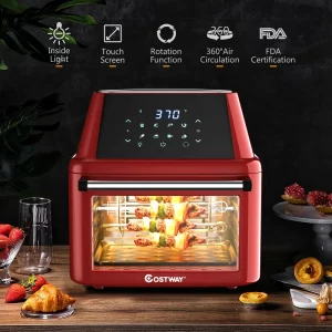 Costway EP24735RE 19 qt. Red Air Fryer Oven with Dehydrator Rotisserie