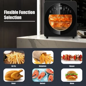 Costway EP24760GR 15.5 qt. Black 16-in-1 Air Fryer Oven Toaster Oven Rotisserie Dehydrator with Accessories