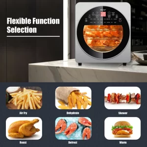 Costway EP24760SL 15.5 qt. Silver 16-in-1 Air Fryer Oven Toaster Oven Rotisserie Dehydrator with Accessories