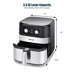 Costway EP24808US-BK 5.3 QT. Black Electric Hot Air Fryer 1700W Stainless steel Non-Stick Fry Basket