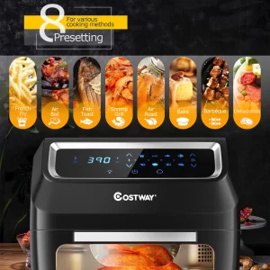 Costway EP24925US-DK 6 qt. Black 1700W Electric Air Fryer Oven 8-In-1 Rotisserie Dehydrator