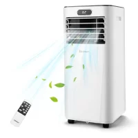 Costway FP10119US-WH 8000 BTU Portable Air Conditioner with Remote Control 3-in-1 Air Cooler with Drying in White