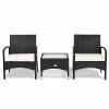 Costway HW62356 3-Piece Wicker Patio Conversation Set with Cushions Coffee Table & 2 Rattan Chair