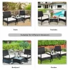 Costway HW62356 3-Piece Wicker Patio Conversation Set with Cushions Coffee Table & 2 Rattan Chair