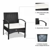 Costway HW62356 3-Piece Wicker Patio Conversation Set with Cushions Coffee Table & 2 Rattan Chair