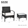Costway HW62356 3-Piece Wicker Patio Conversation Set with Cushions Coffee Table & 2 Rattan Chair