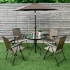 Costway OP3687 Brown Metal Patio Sling Folding Chair with Adjustable Back (Set of 4) Costway OP3687 Brown Metal Patio Sling Folding Chair with Adjustable Back (Set of 4)