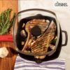 Cuisinel Cast Iron Square Grill Pan with Glass Lid - 10.5 Inch Pre-Seasoned Skillet with Handle Cover and Pan Scraper - Grill, Stovetop, Induction Safe - Indoor and Outdoor Use - for Grilling, Frying, Sauteing