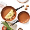 Farberware 10658 Glide 12-Piece Aluminum Ceramic Nonstick Cookware Set in Copper