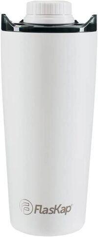FlasKap VOLST 30 Insulated Tumbler with Standard Lid | Double-Wall Vacuum Insulated - Leak-Proof, Cup Holder Friendly, Fits MADIC 9 (30 oz, Bright White)