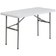 Flash Furniture DAD-YCZ-122-2-GG Granite Plastic Folding Table, 24 by 48-Inch, White