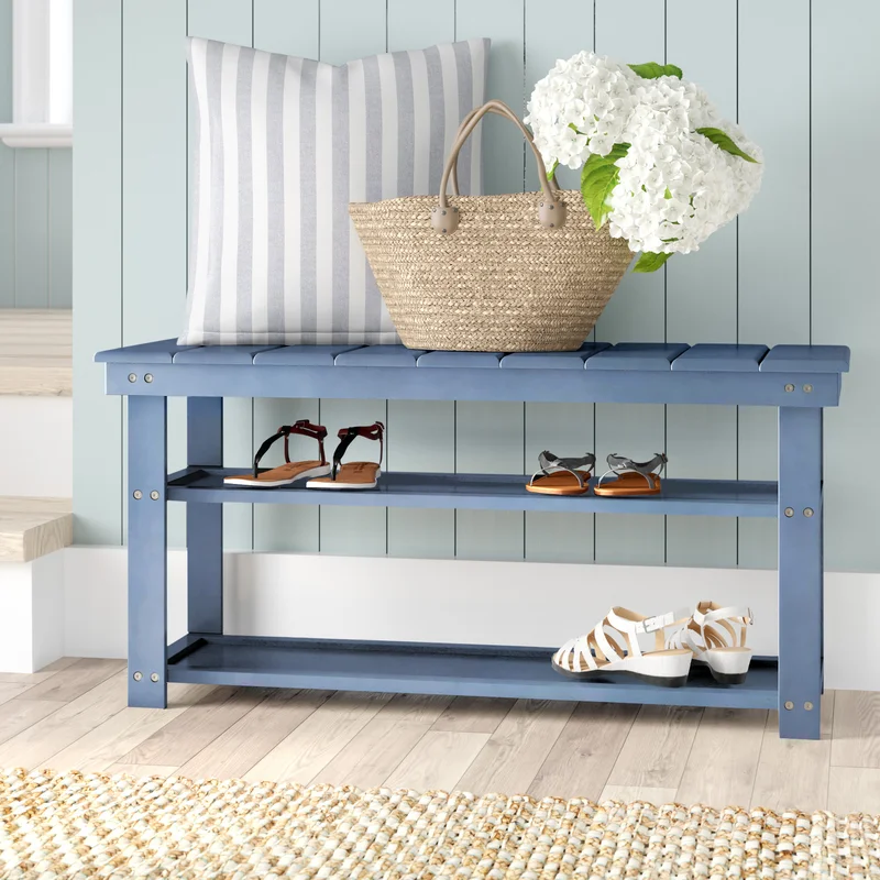 Fleshman Shoe Storage Bench Blue Fleshman Shoe Storage Bench Blue