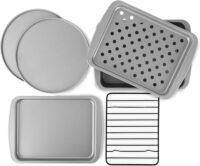 G & S Metal Products Company OvenStuff Personal Size 6-Piece Toaster Oven Set-Non-Stick Baking Pans, Easy to Clean and Perfect for Single Servings, Silver