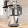 GE G8P0AASSPSS Food Processor 12 Cup | Complete With 3 Feeding Tubes, Stainless Steel Mixing Blade & Shredding Disc | 3 Speed | Great for Shredded Cheese, Chicken & More | Kitchen Essentials | 550 Watts GE G8P0AASSPSS Food Processor 12 Cup