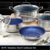 GRANITESTONE 7786 Classic Blue 10-Piece Stainless Steel Tri-Ply Nonstick Diamond Infused Coating Cookware Set