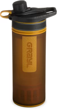 GRAYL GeoPress 24 oz Water Purifier Bottle - Filter for Hiking, Camping, Survival, Travel (Coyote Amber)