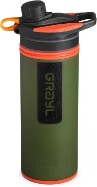 GRAYL GeoPress 24 oz Water Purifier Bottle - Filter for Hiking, Camping, Survival, Travel (Oasis Green)