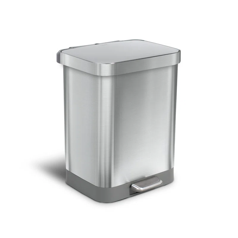Glad GLD-74506 Stainless Steel Step Trash Can with Clorox Odor