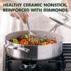 GreenPan Venice Pro Tri-Ply Stainless Steel Healthy Ceramic Nonstick 5QT Saute Pan Jumbo Cooker with Helper Handle and Lid, PFAS-Free, Multi Clad, Induction, Dishwasher Safe, Oven Safe, Silver ( CC002257-001)