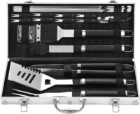 Grilljoy 20PCS BBQ Grill Tools Set - Extra Thick Stainless Steel Fork, Spatula, Tongs& Cleaning Brush - Complete Barbecue Grilling Utensils Set in Aluminum Storage Case - Perfect Grill Gifts for Men