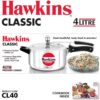 HAWKINS Classic CL40 4-Liter New Improved Aluminum Pressure Cooker, Small, Silver