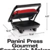 Hamilton Beach Electric Panini Press Grill with Locking Lid, Opens 180 Degrees for Any Sandwich Thickness, Nonstick 8