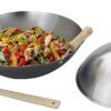 Helen's Asian Kitchen Helen Chen's Asian Kitchen Flat Bottom Wok, Carbon Steel with Lid and Stir Fry Spatula, Recipes Included, 13.5-inch, 4 Piece Set, 13.5 Inch, Silver/Gray/Natural