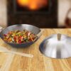 Helen's Asian Kitchen Helen Chen's Asian Kitchen Flat Bottom Wok, Carbon Steel with Lid and Stir Fry Spatula, Recipes Included, 13.5-inch, 4 Piece Set, 13.5 Inch, Silver/Gray/Natural