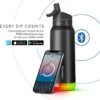 HidrateSpark PRO 32oz Smart Water Bottle Stainless Steel - Tracks Water Intake & Glows to Remind You to Stay Hydrated , Straw Lid, Black