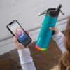 HidrateSpark PRO 32oz Smart Water Bottle Stainless Steel - Tracks Water Intake & Glows to Remind You to Stay Hydrated , Straw Lid, Black