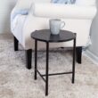 Honey Can Do 18 Black Round Side Table with T-Pattern Base