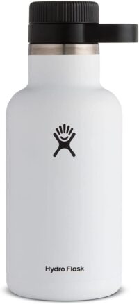 Hydro Flask G64110 64 oz. Beer Growler- Vacuum Insulated & Reusable with Easy Carry Handle, White