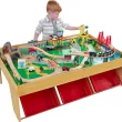 KidKraft Waterfall Mountain Wooden Train Set & Table with 120 Pieces, 3 Storage Bins