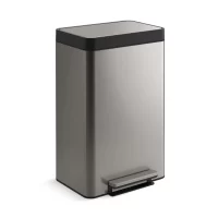 SONGMICS ULTB54NL Trash Can, 3 x 4.8 Gallon Garbage Can, 14.4 Gallon Recycle Bin with Soft-Close Lids, Pedals