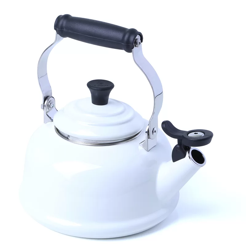 Le Creuset Demi 1.25-Qt. White Stovetop Whistling Tea Kettle + Reviews