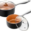 MICHELANGELO Saucepan Set with Lid, Nonstick 1Qt & 2Qt Copper Sauce Pan Set with Lid, Small Pot with Lid, Ceramic Nonstick Saucepan Set, Small Sauce Pots, Copper Pot Set - 1Qt & 2Qt