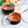 MICHELANGELO Saucepan Set with Lid, Nonstick 1Qt & 2Qt Copper Sauce Pan Set with Lid, Small Pot with Lid, Ceramic Nonstick Saucepan Set, Small Sauce Pots, Copper Pot Set - 1Qt & 2Qt