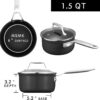 MSMK 1.5 Quart Saucepan with lid, Burnt also Non stick, Induction, Scratch-resistant, Small Cooking Pot