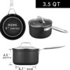 MSMK 3.5 Quart Saucepan with lid, Stay-Cool Handle, Burnt also Nonstick, PFOA Free Non-Toxic, Scratch-resistant, Induction Cooking Pot