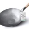 Mammafong Flat Bottom Carbon Steel Wok Pan - Authentic Hand Hammered Woks and Stir Fry Pans - 14