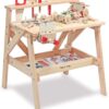Melissa & Doug Solid Wood Project Workbench Play Building Set - STEAM Toy, Wooden Kids Work Bench, Toy Tool Bench
