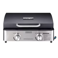 Monument Grills GP22TDD Portable Table Top Griddle, Flat Top Propane Gas Grill 22 inch 2-Burner Griddle 15,000 BTUs