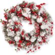 National Tree Company Artificial Christmas Wreath, Green, Evergreen, Decorated with Frosted Branches, Ball Ornaments, Berry Clusters, Christmas Collection, 24 Inches