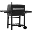 Outsunny 846-077 Metal Charcoal Smoker in Black Grill BBQ with Adjustable Height and Folding Shelves
