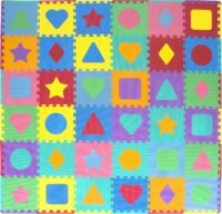 ProSource Kids Foam Puzzle Floor Play Mat with Shapes & Colors 36 Tiles, 12"x12" and 24 Borders
